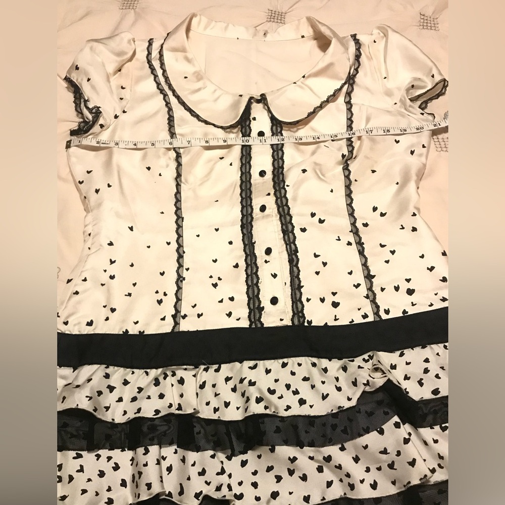 Bebe White & Black Short Sleeve Mini Flirty Dress in sz L. Like new. - Picture 9 of 16